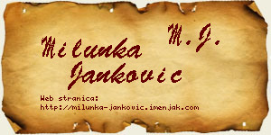 Milunka Janković vizit kartica